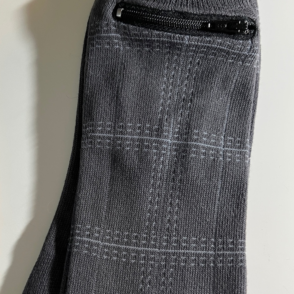 Gray Patterned Security / Proposal Socks with Hidden Zipper Pocket - NWOT